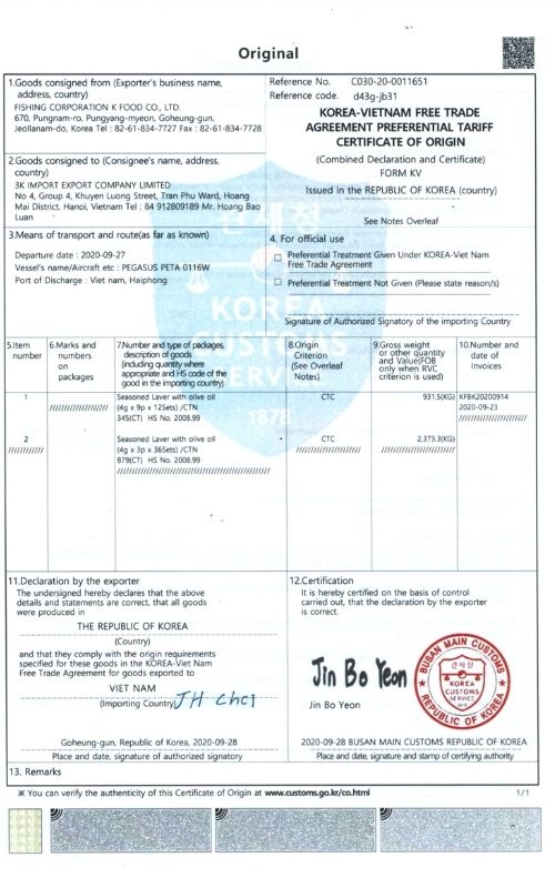 giay chung nhan xuat xu hang hoa san pham co